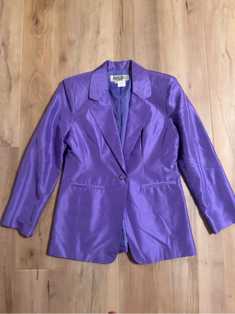Vintage Silk Papillon Purple Blazer Size 2P